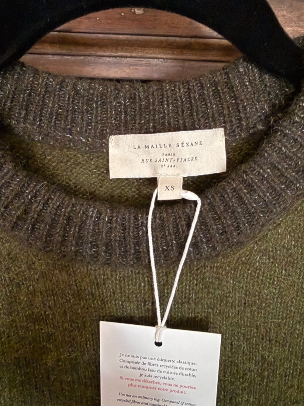 Sezane Samuel Vest Jumper - Perfect Green/Dark Green - Size XS - NWT! - Picture 5 of 10